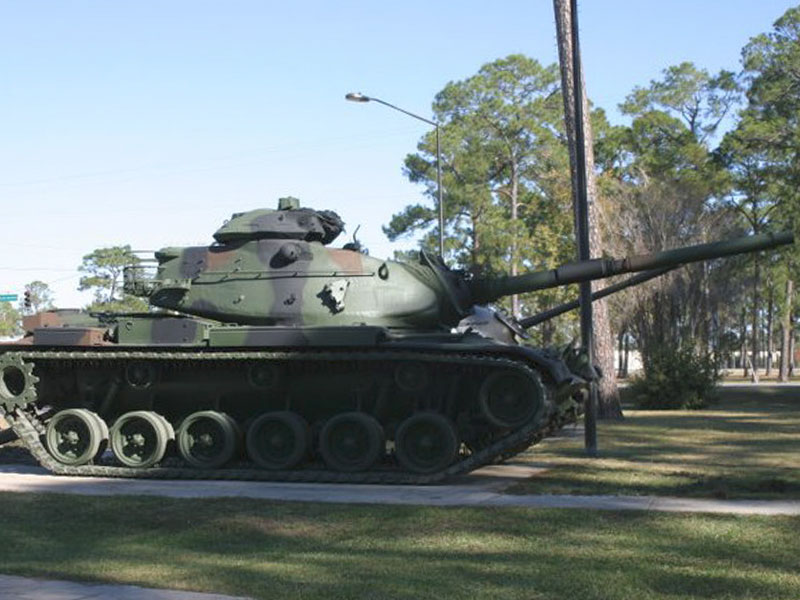 Army tank outside museum.